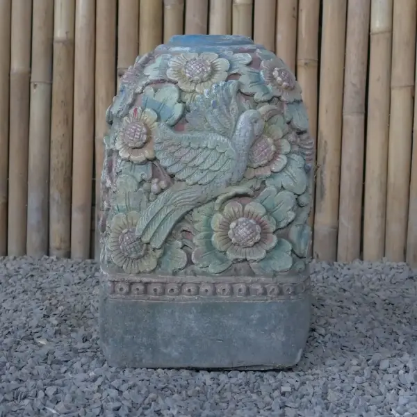 Product image 5 of the product “Balinese Stand for Umbrella or Flag - Old Style - Made from cement and taro sand, several parts, Approx. 50cm height ”